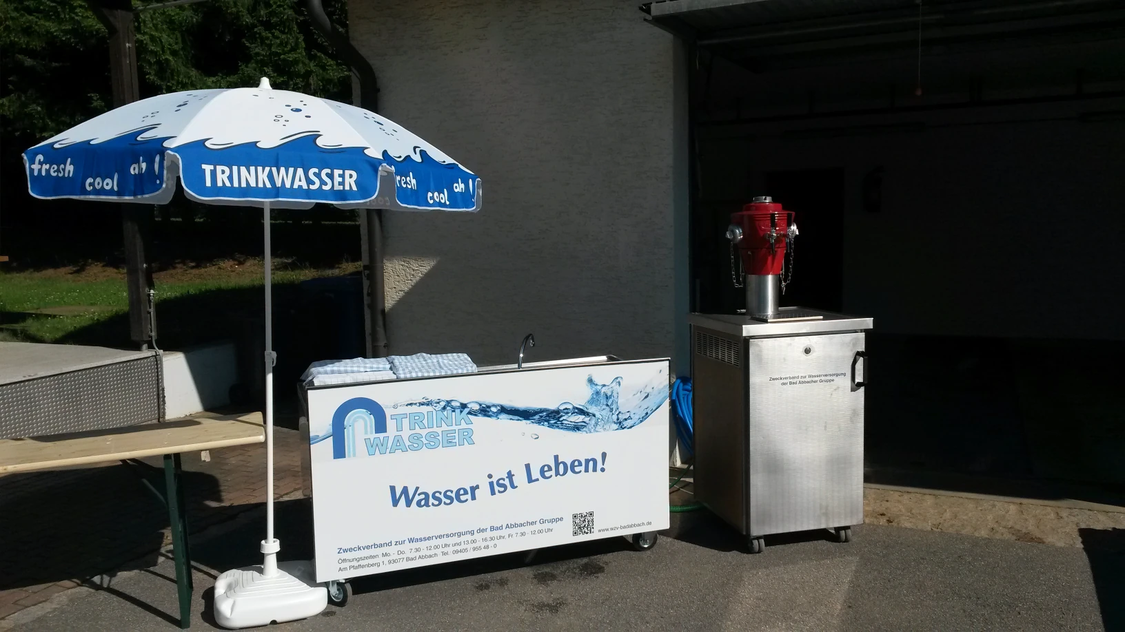 Trinkwasserbar der Wasserversorgung Bad Abbach, die Bar ist kostenfrei mit Voranmeldung mietbar